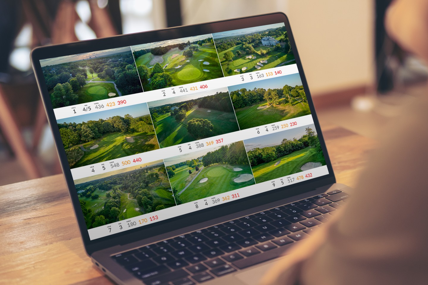 Laptop displaying the course guide for Addington Palace Golf Club